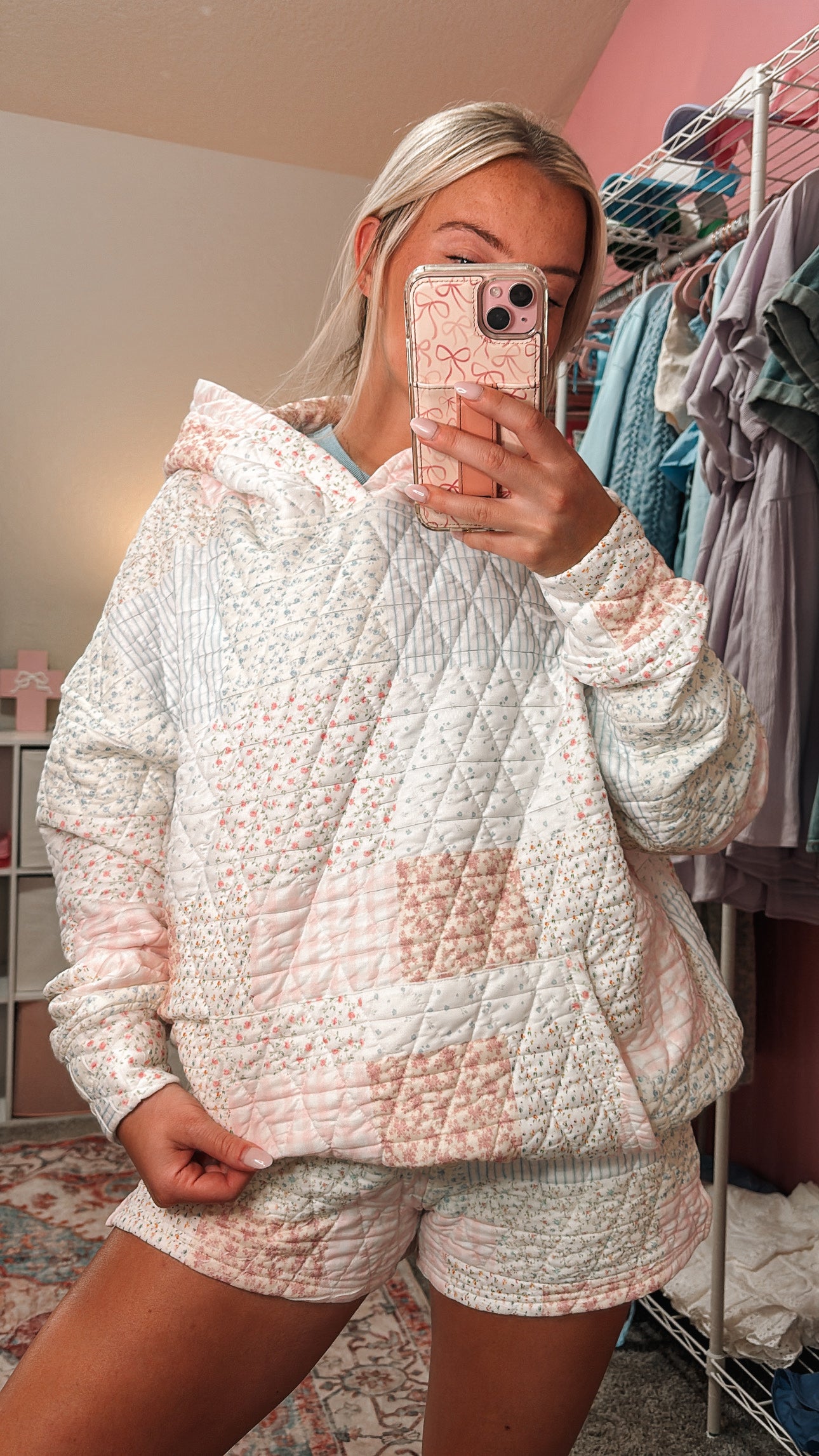 dahlia pastel quilted hoodie