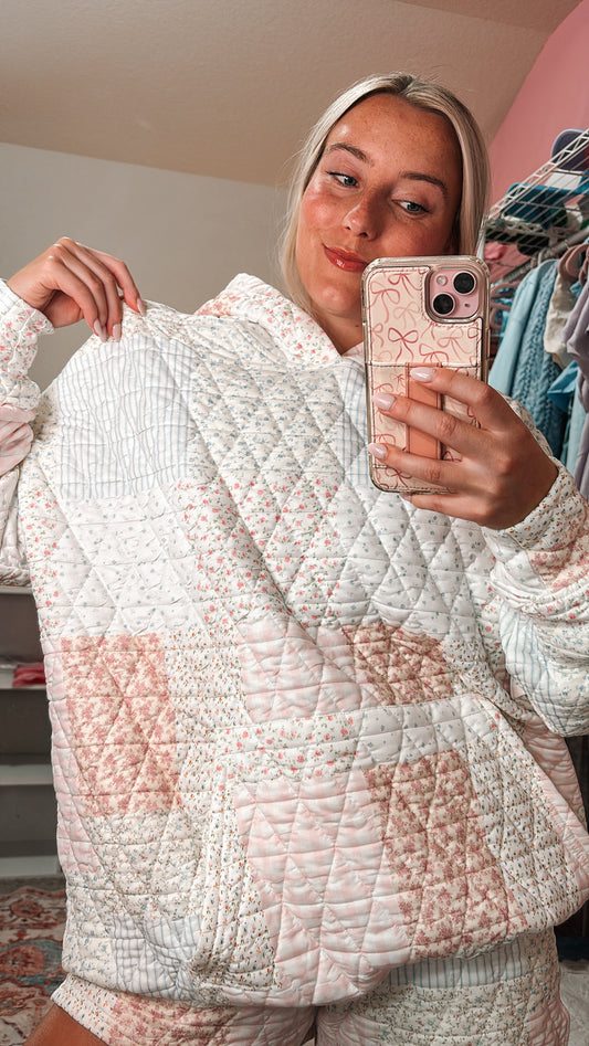 dahlia pastel quilted hoodie