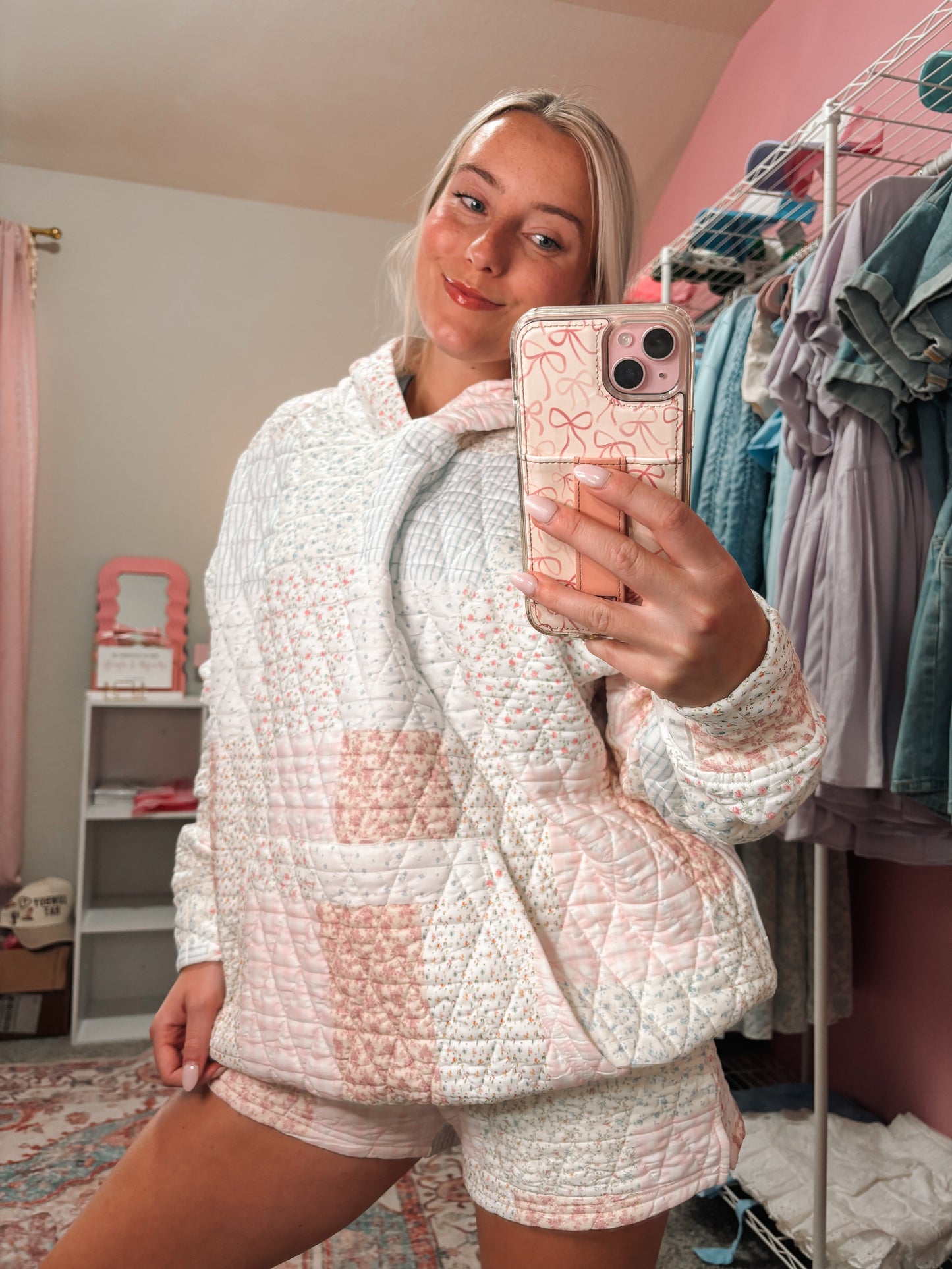 dahlia pastel quilted hoodie