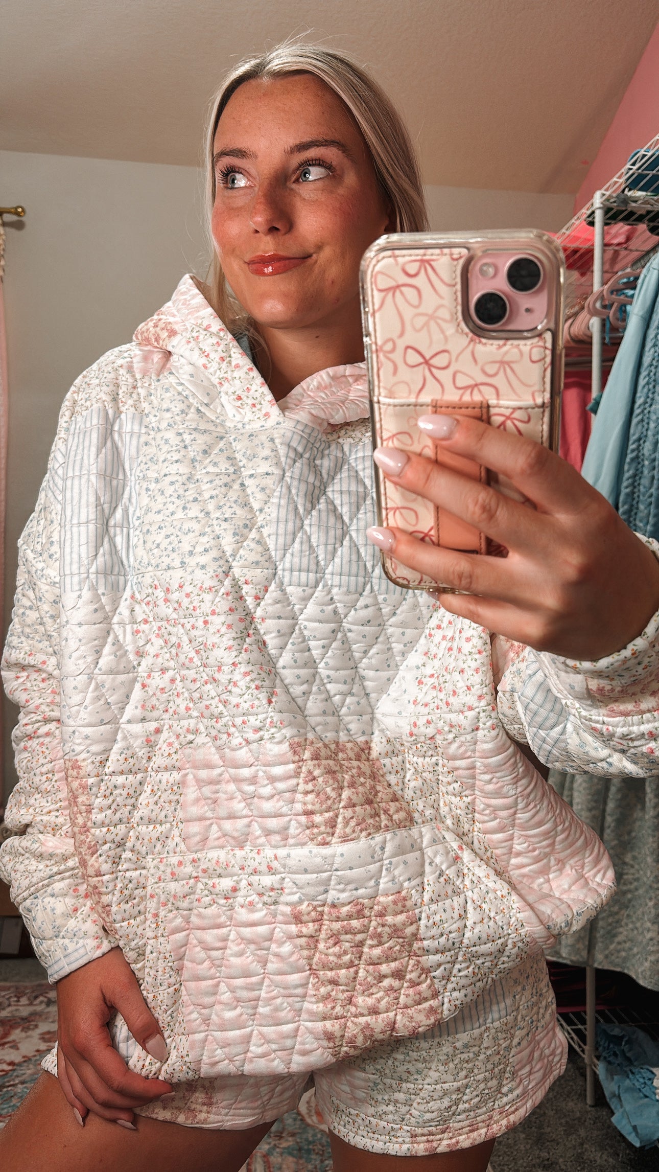 dahlia pastel quilted hoodie